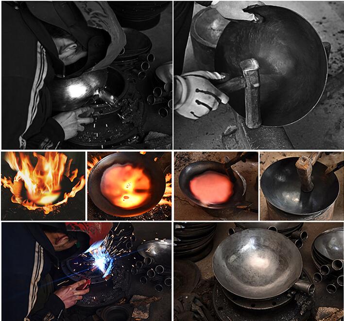 Chinese Ijzeren Wok Traditionele Handgemaakte Ijzeren Wok non-stick Pan Non-coating Gas Fornuis Kookgerei