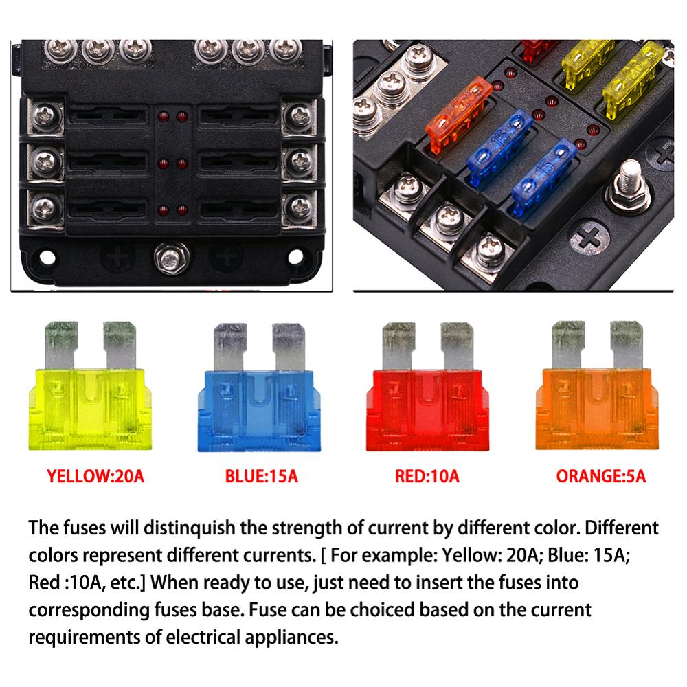 6 Way Blade Fuse Holder Box Block Bag 12V/24V Car Truck Boat Marine Bus RV Van
