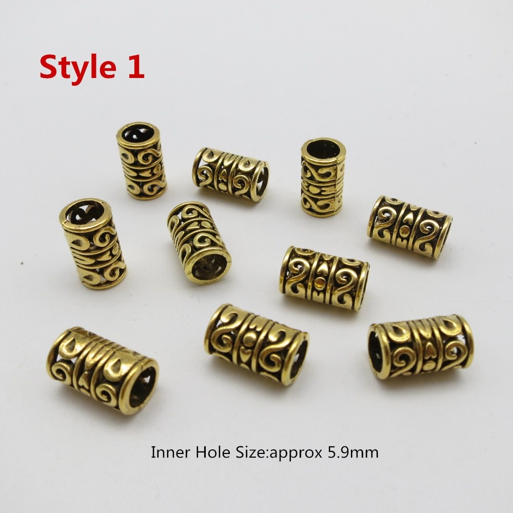 10 teile/paket Antike Gold Wikinger haar flechten furcht dreadlock Bart perlen ringe rohr für mädchen frauen männer Frisuren Zubehör