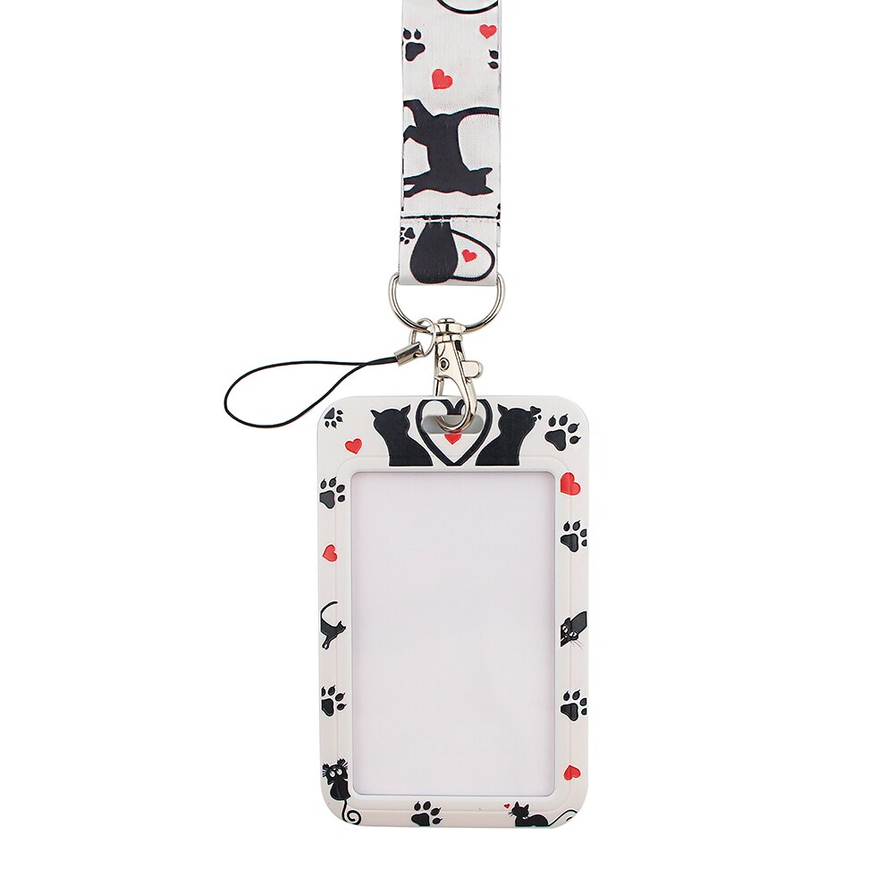 Credential Houder Zwarte Kat Print Sleutelhanger Lint Lanyards Voor Sleutels Id-kaart Telefoon Riemen Rope Lariat Studenten Badge Houder