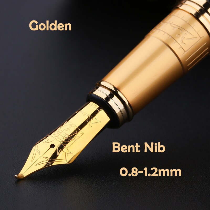 Picasso 906 Athens Dynasty Fine Nib / Calligraphy Bent Nib Fountain Pen Original Box Optional Black with Noble Golden/Silver Cap: Bent Nib Golden Cap / One Pen with Box