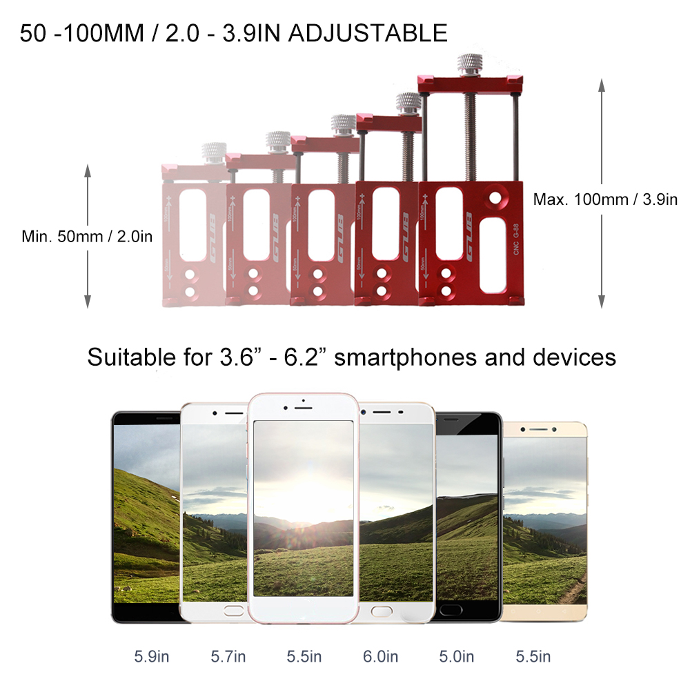 GUB Universele Fietsstuur Houder Aluminium Telefoon Houder Stand voor 3.5-6.2 Inch Telefoon GPS Actie Camera