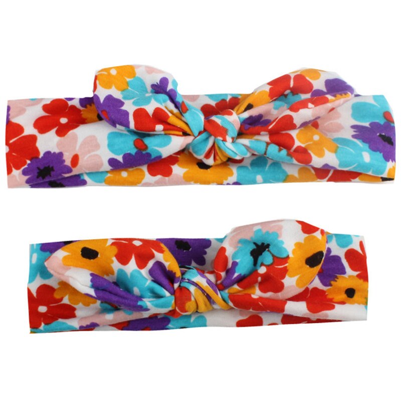 2 Pçs/set Mom &amp; Baby Headbands Turbante Bebê Mãe Filha Mãe Impressão Pai-Filho Orelhas de Coelho Hairband Floral Acessórios Para o Cabelo: Type D