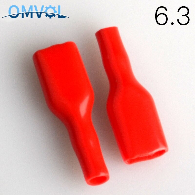 100pcs Cover Case for 6.3mm Crimp Terminal Spade Connector 6.3 terminal cap: Red