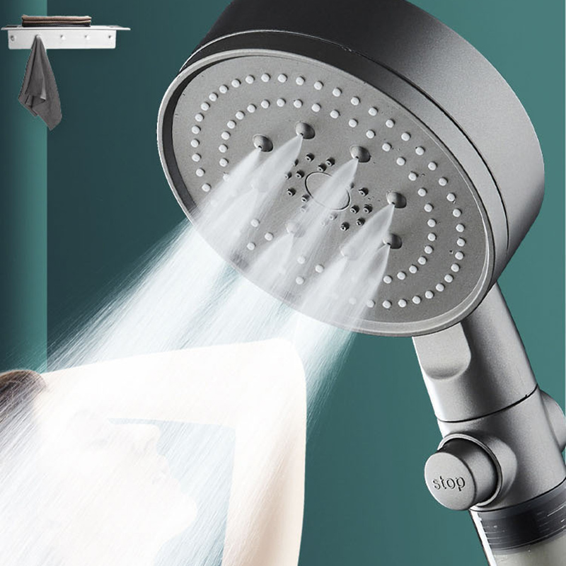 Boquilla de ducha con filtro presurizado de 5 velocidades, juego de baño de ducha de mano, salida de agua grande para el hogar, interfaz Universal