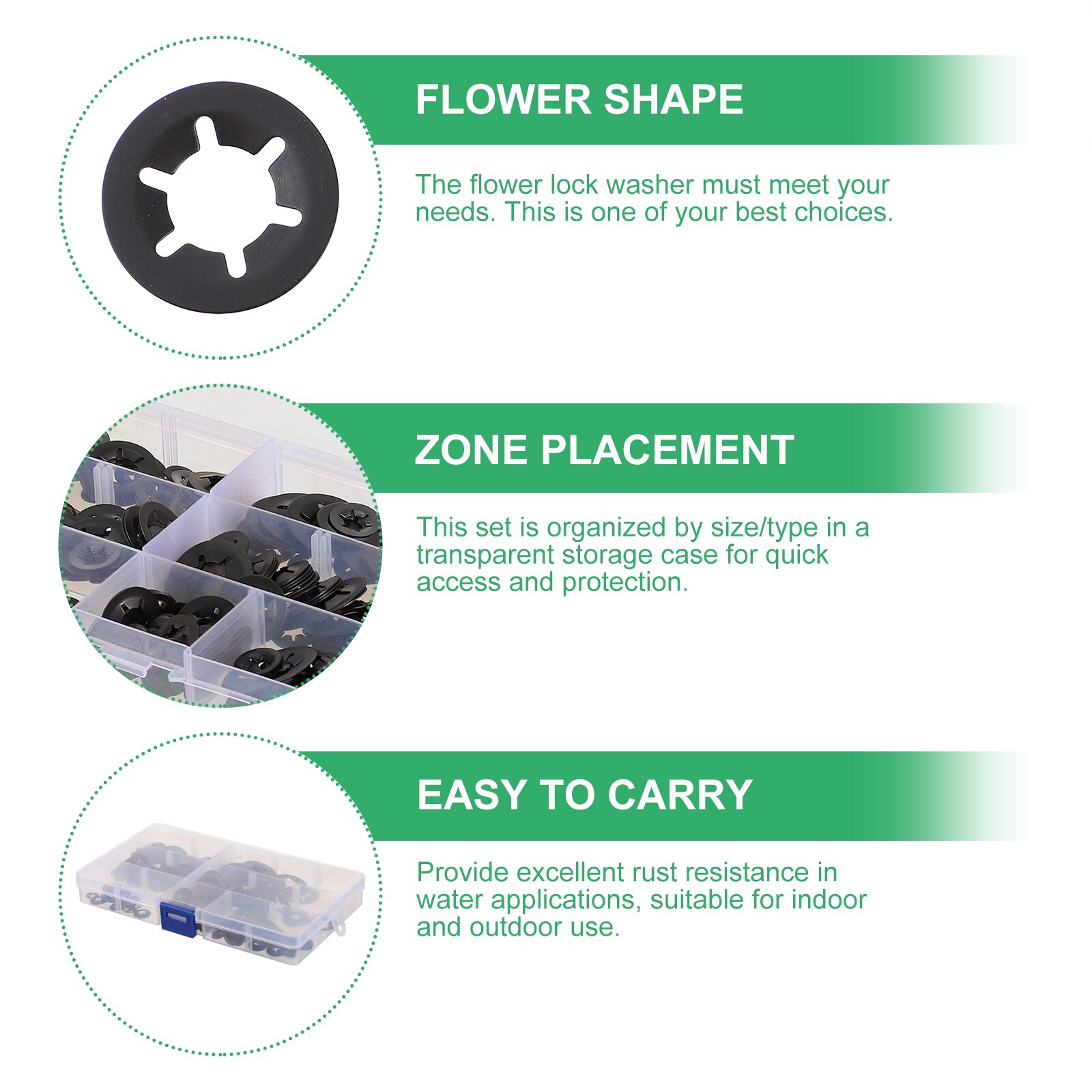 340pcs Metal Push On Speeds Clips Starlock Washers Fasteners Assortment Kit