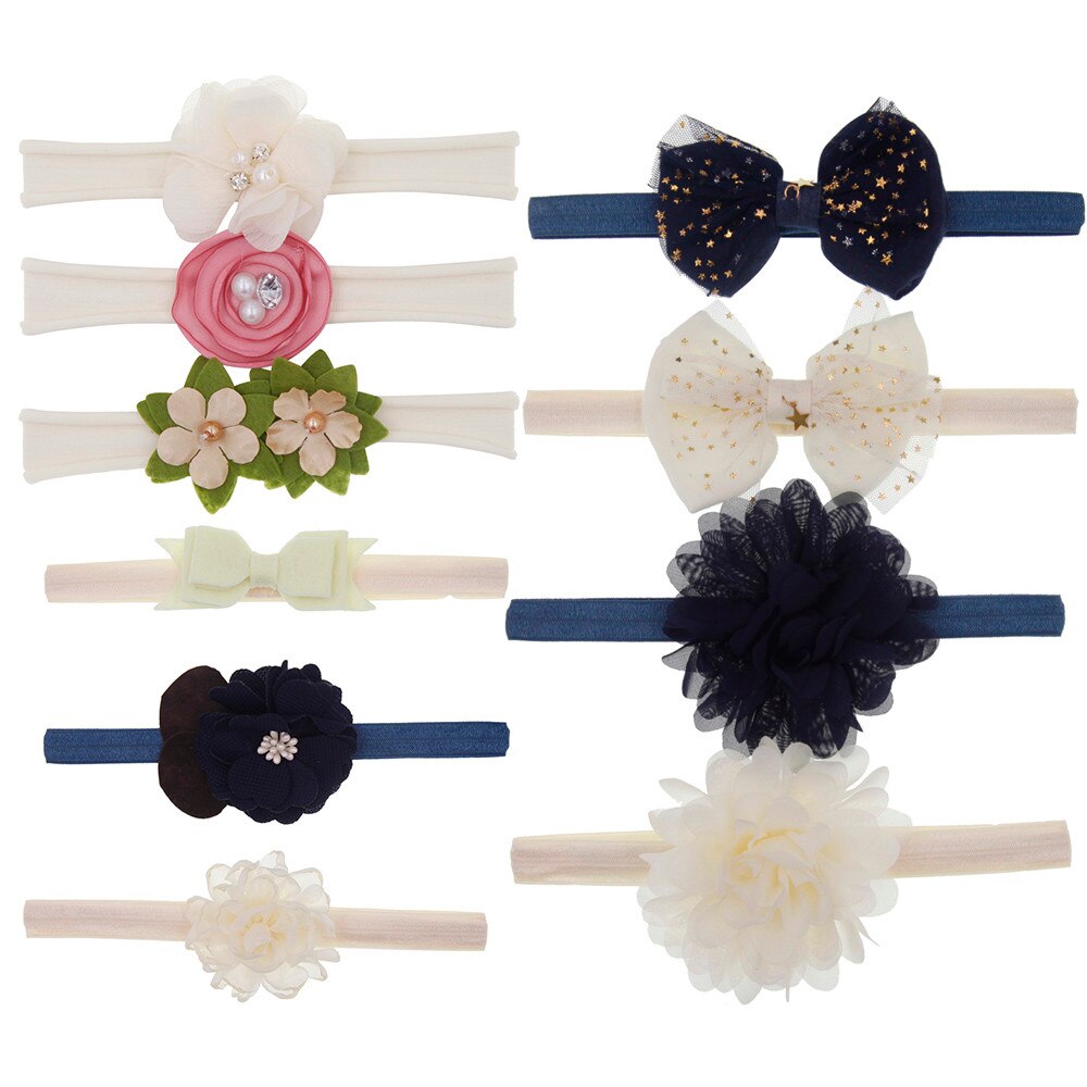 10pcs Kids Floral Headband Hair Girls Baby Bowknot Accessories Hairband Set Cute Bow Baby Headband For Girl Baby Accessories: D