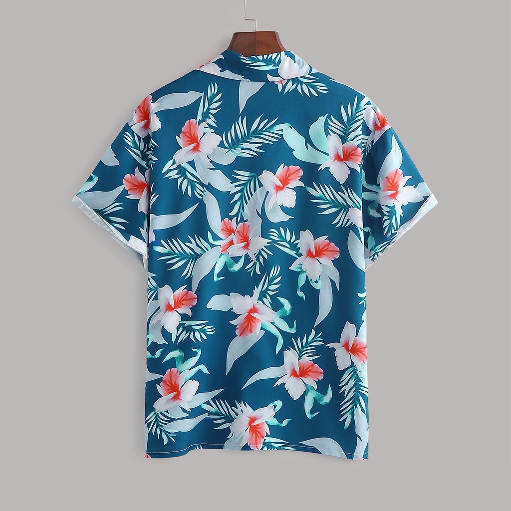 Summer Mens Short Sleeve cotton linen shirts Beach Hawaiian Shirts Casual Floral print Shirt Plus Size Men clothing#0428g30