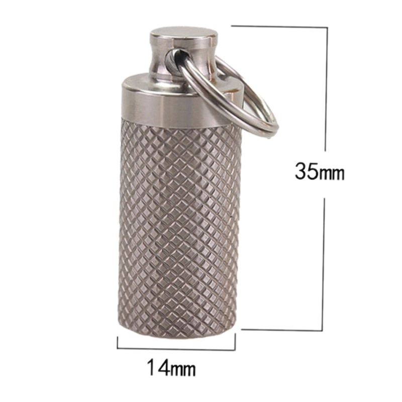 Mini bærbar udendørs camping titanium pille medicin æske beholder nødsituation vandtæt rejse pille flaske