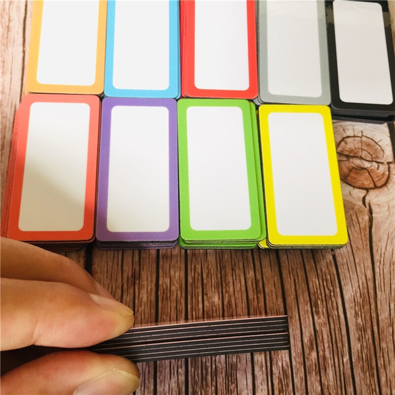 Ti farger magnetiske tørr slettbare etiketter 50 x 25mm og 80 x 30mm og 100 x 50mm navneskilt skrivbar fleksibel magnet navneskilt klebrig etiketter