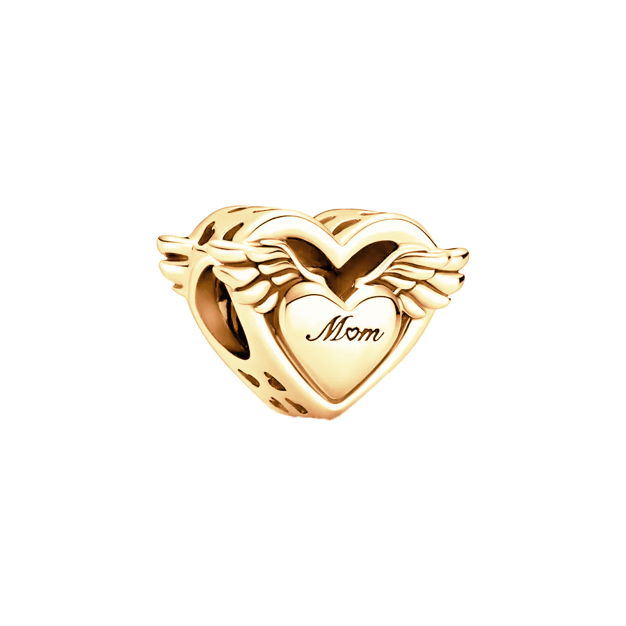 Ailes d'ange en or scintillant pour maman et papa, perles breloque en forme de cœur, adaptées au Bracelet européen Original en argent 925, bricolage de bijoux pour femmes
