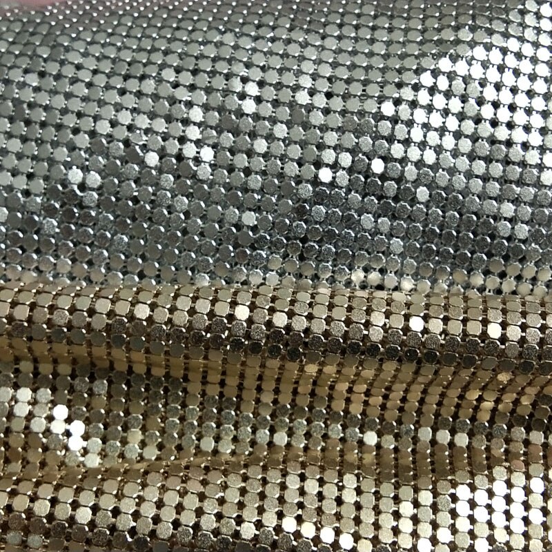 ViaPhil champaña dorada plateada Matt de tela de malla de tela metálica Metal lentejuelas de tela para manualidades, costura decoración para el hogar hecha a mano