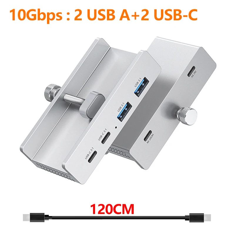 10Gbps Clip USB HUB Clamp USB3.2/3.0/2.0 Splitter Universal External Adapter For iMac Macbook Lenovo Desktop PC Accessories: PURPLE