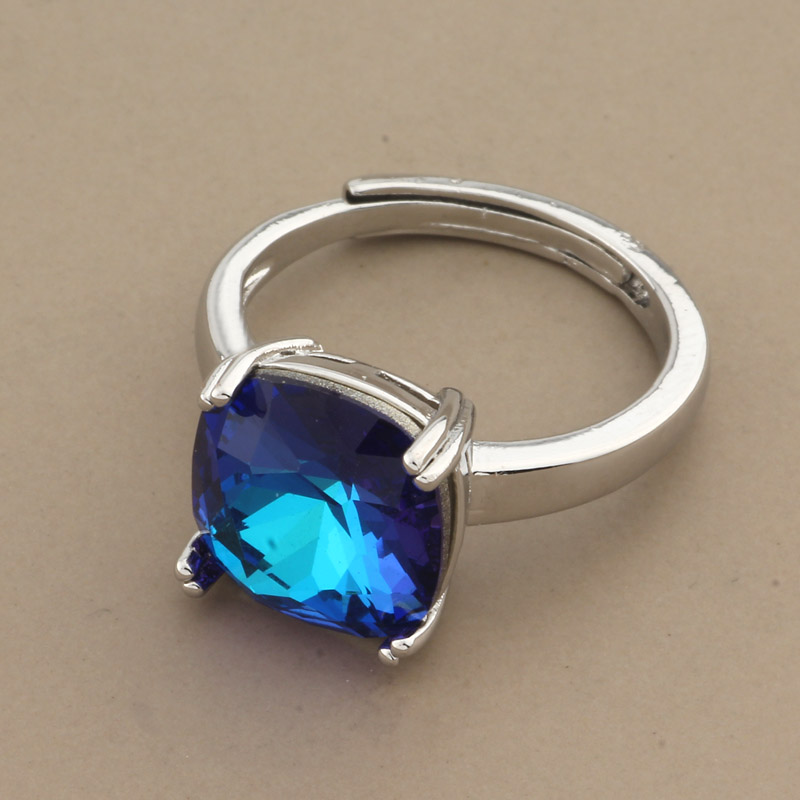 Anillos de lujo con forma cuadrada para mujer, joyería de clásico, joya para , anillo de boda, de joyería Vintage, 2022: Blue
