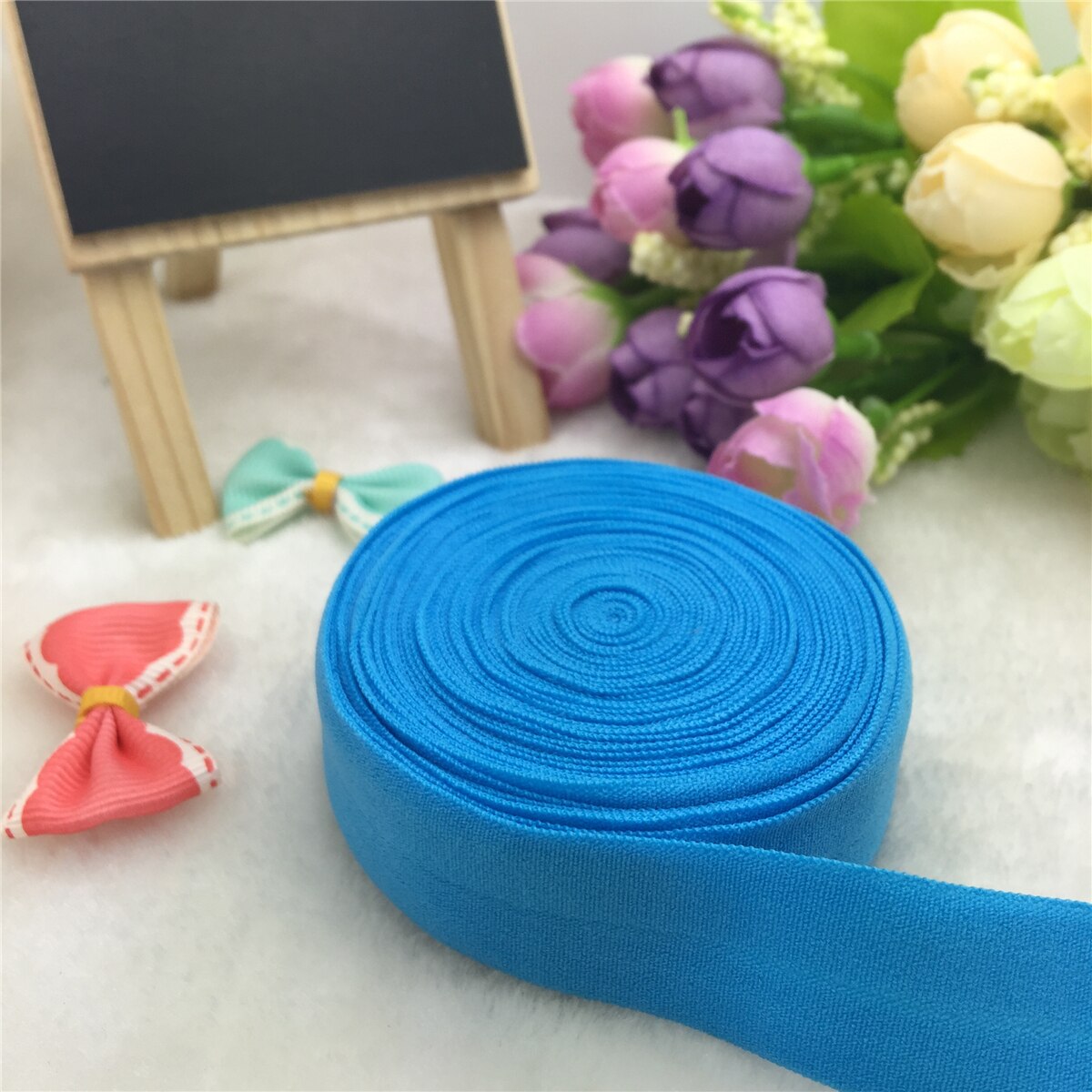 DIY 5 Yards 3/4 "20MM Multirole foldover elastische Spandex Satijn Band craft: Sky Blue