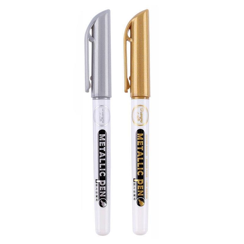 2 stk/parti gør-det-selv metallisk vandtæt permanent maling tusch penne guld sølv highlights til gør det selv epoxy harpiks håndværk tegnepen: 1pc sølv -1pc guld
