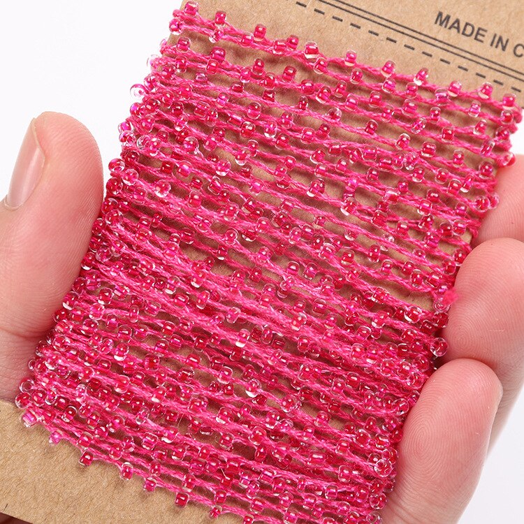 5 Yards crystal bead thread diy hand-woven rope 4ply for garment bag hat decoration: rose