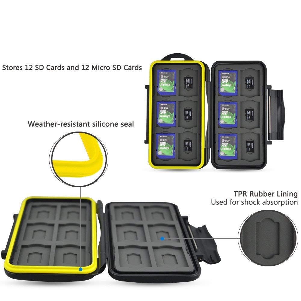 Waterbestendig Geheugenkaart Case Shockproof Geheugenkaart Carrying Box 24 Slots Voor 12 Sdhc/Sdxc Kaarten En 12 Micro Sd Kaarten