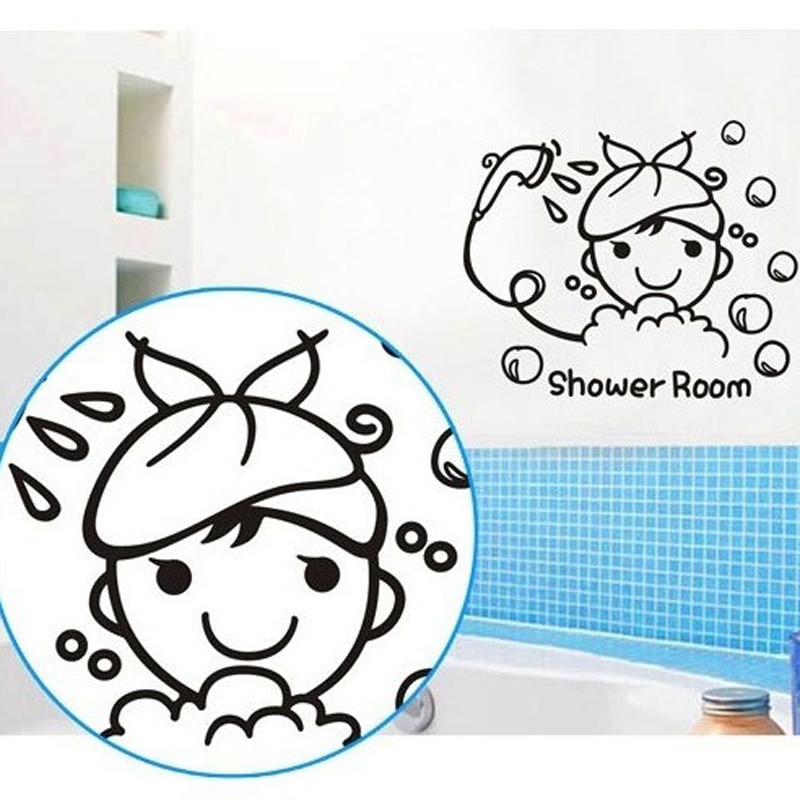 Cartoon Leuke Badkamer douche grappige baden Muur Sticker voor kinderkamer DIY Muur Art Decals Stickers Home Decor Behang