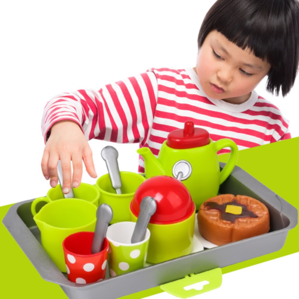 15pcs/set Birthday Free Play DIY For Children Kitchen Toys Tea Set Pretend Kids Coffee Mini Skills Development Random Color