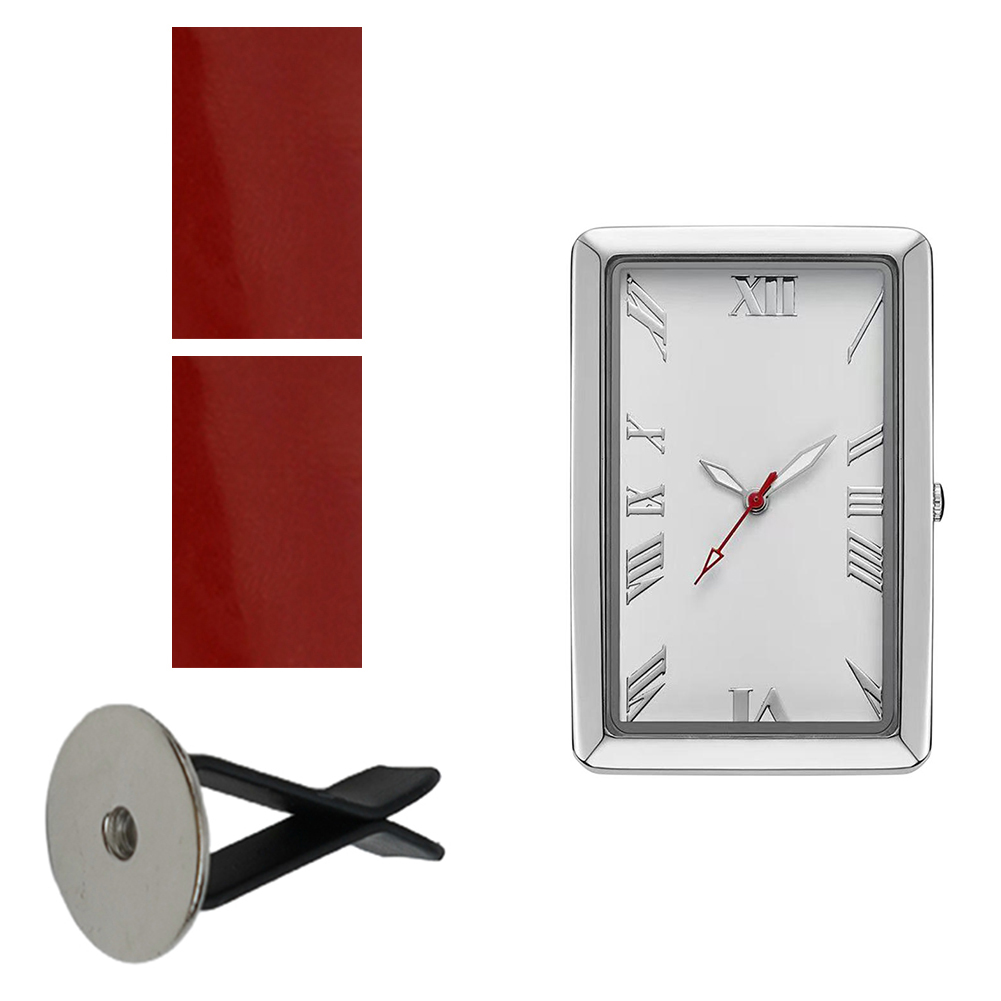 Reloj cuadrado de para coche, pegatina para decoración Interior de coche, Clip de ventilación electrónico autoadhesivo, reloj para coche, horario, pieza de coche: Plata