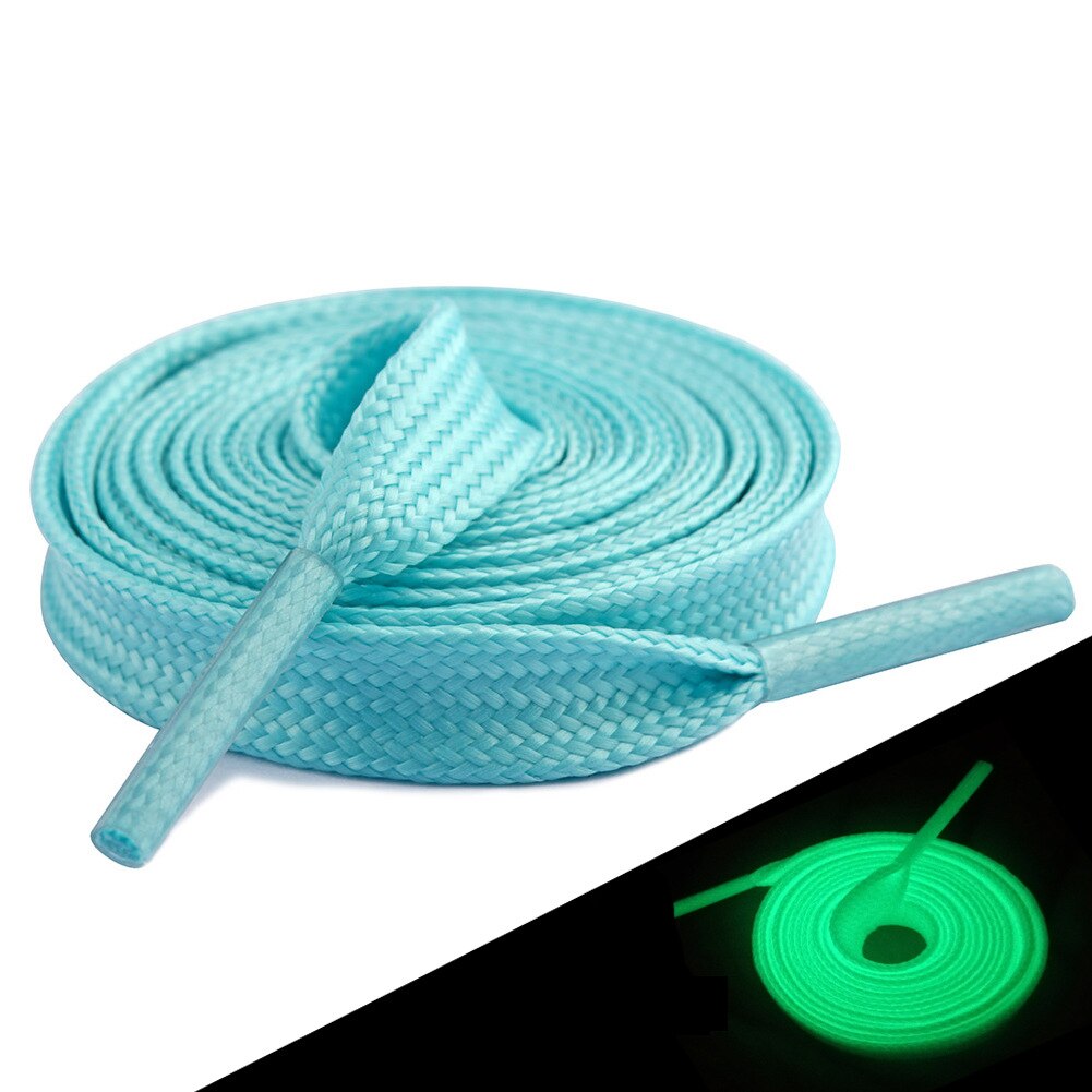 1 Paar Lichtgevende Schoenen Veters 100/120Cm Lengte 1Cm Breed Klassieke Effen Kleur Sport Laarzen Platte Schoenveter schoenen Tackles: Lake Blue / 100cm