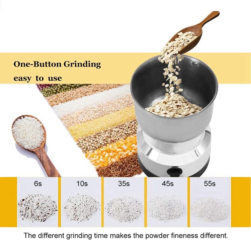 Multifunction Smash Machine Electric Grain Mill Grinder Household Stainless Steel Seasonings Coffee Grinder US Plug