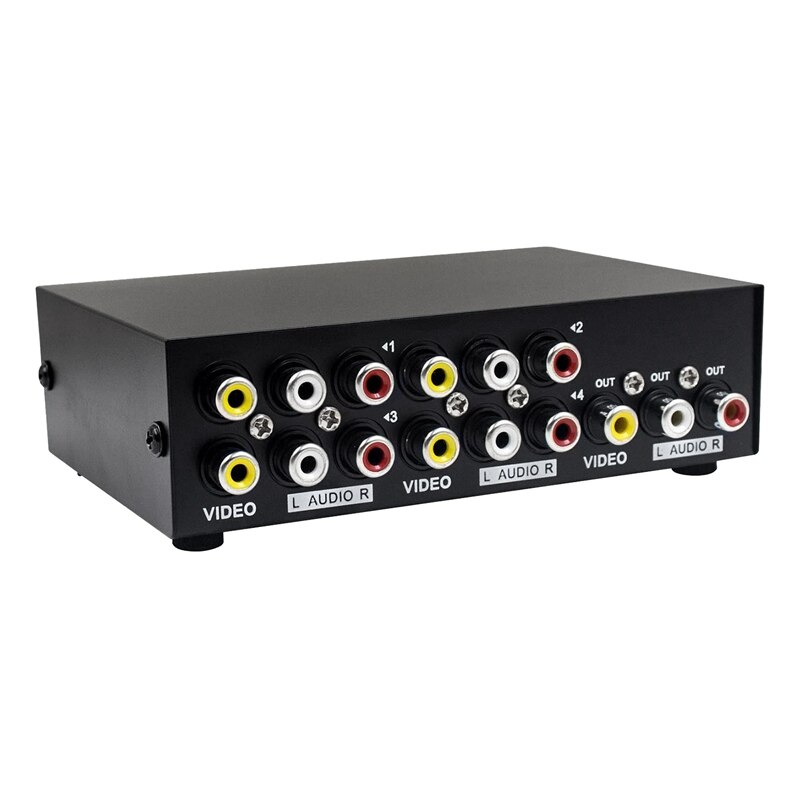 4 Port AV Switch RCA Switcher 4 in 1 Out Composite Video L/R Audio Selector Box for DVD STB Game Consoles
