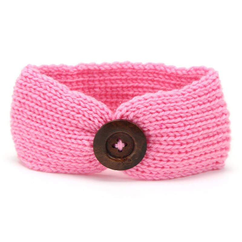 botón nudo de cintas para el pelo del bebé niñas gorro suave encantadora turbante para bebé recién nacido Crochet diademas de chica: Rosa