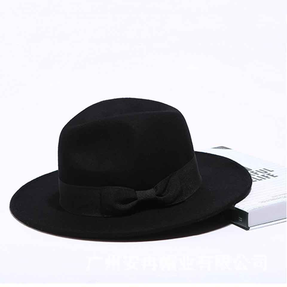 Herenhoed met brede rand, 7cm vilten hoeden, wollen fedora hoed met zwarte strik voor dames, heren, dames, winter, herfst, jazzhoed