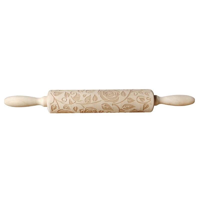 Cute Animal Wood Embossing Rolling Pin for DIY Baking Cookies Noodle Biscuit Fondant Cake Dough Engraved Roller: 04