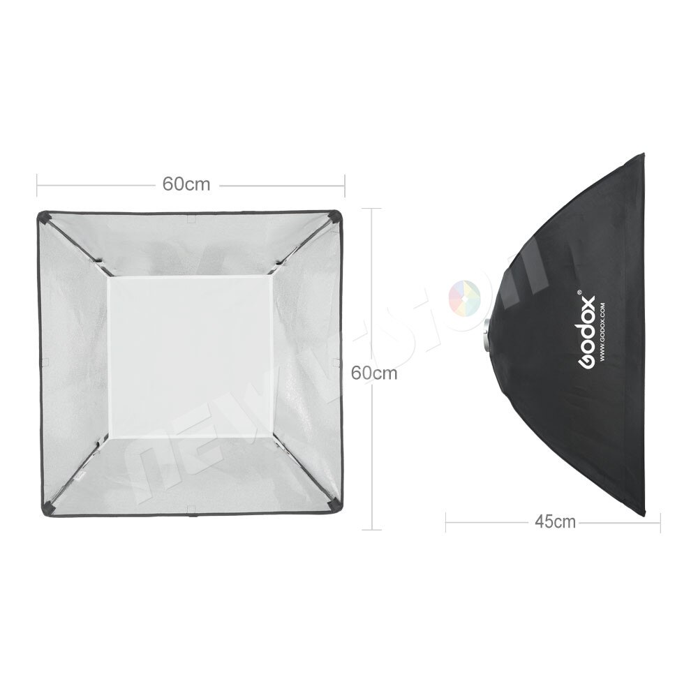 Godox 60 X 60cm / 24" X24" Portable Rectangular Studio Strobe Softbox Diffuser with Bowens Mount for Studio Flash DE300 DE400