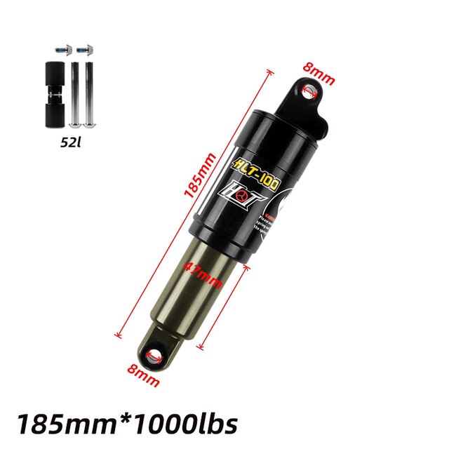 HLT-100 Mtb Air Rear Shock W/Schroeven Mountainbike Aluminium Rear Shock Suspension Bus 125 150 165 185mm Fiets Onderdelen: 185mm 1000bl 52L