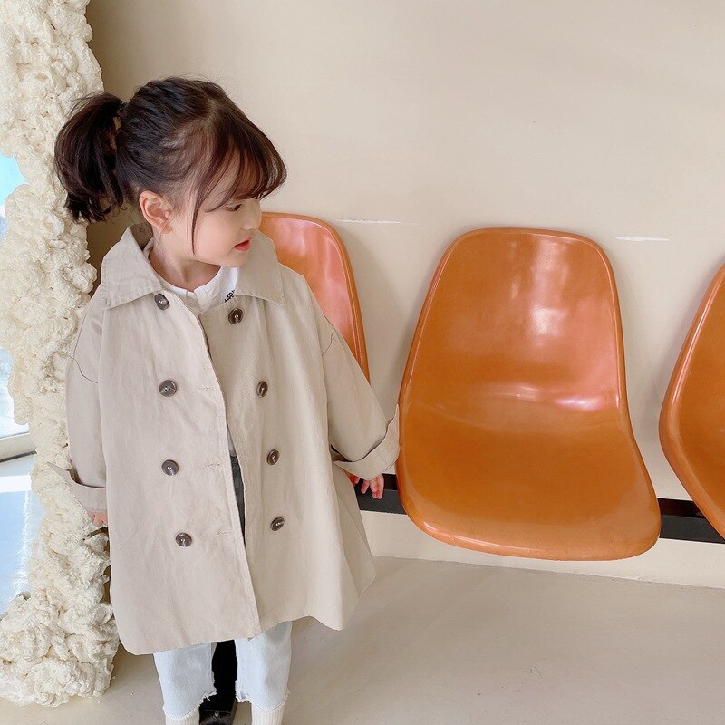 Giacche trench oversize tinta unita unisex moda autunno ragazzi e ragazze capispalla all-match in cotone sciolto