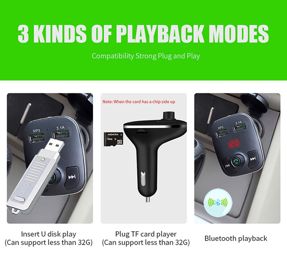107/5000 Bluetooth FM del modulador del transmisor kit de manos libres para coche adaptador de Radio MP3 jugador Dual del cargador del USB