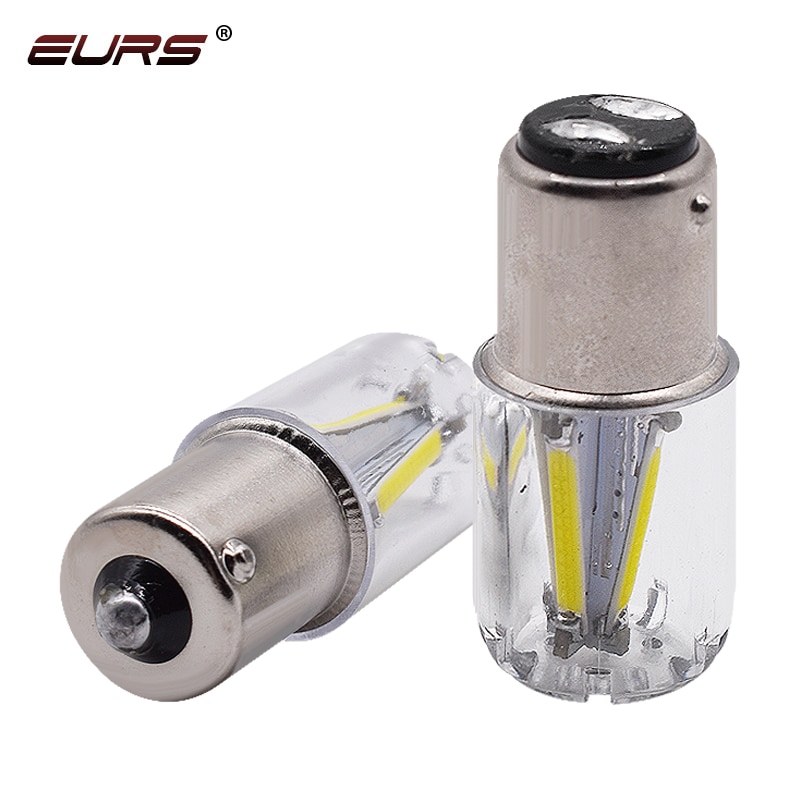 Eurs 1Pcs 1156 P21W BA15S 1157 BAY15D Cob Led Filament Chip Auto Remlichten Auto Reverse Lamp Parking Lamp 12V Rood Wit Geel