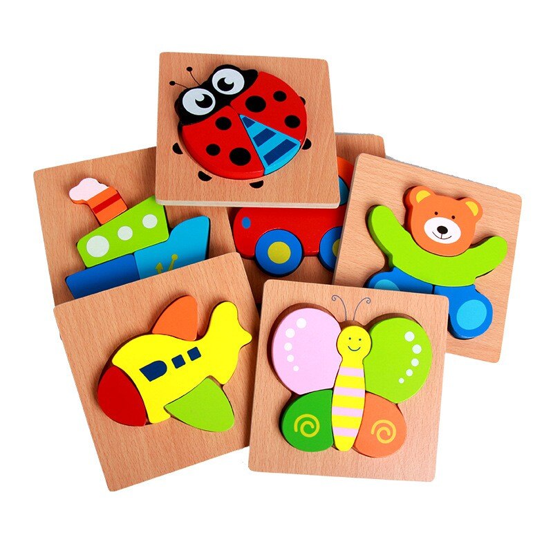 Babylegetøj uddannelse intellektuel håndgribebræt puslespil trælegetøj til børn tegneserie dyrestiksav børn baby tidligt puslespil