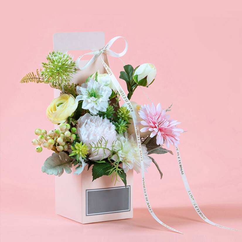 Caja de flores para ramo, cesta impermeable, plegable, , asas para cajas, arreglo hueco, boda, cumpleaños, floristería, embalaje para flores