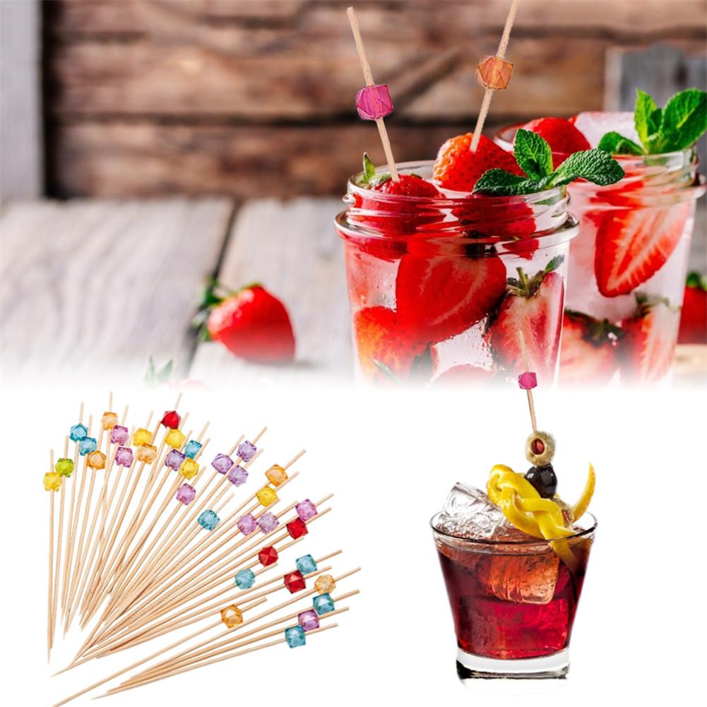 100 stk engangs bambus frugtplukkere forretter drik cocktail drink sticks tandstikkere til bryllupsfest bbq fødselsdag forsyninger