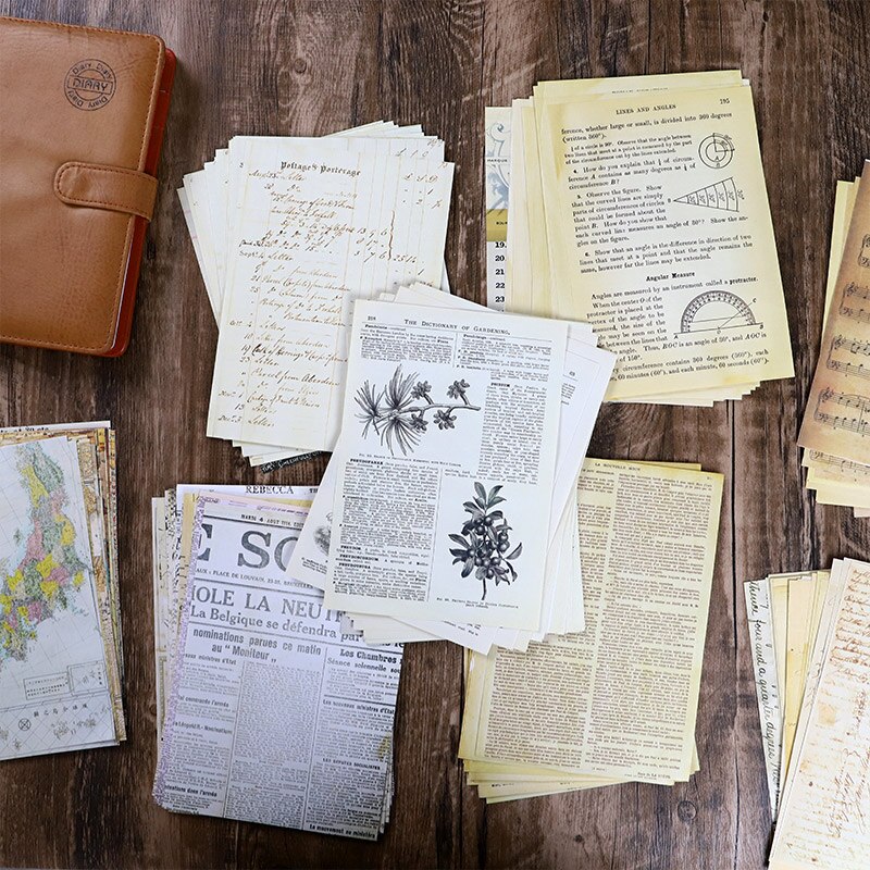 30 arkkia vintage vanha kirjan sivu materiaali paperi tee itse scrapbooking roskapäiväkirja pohja kollaasi kääre koristemateriaali paperi