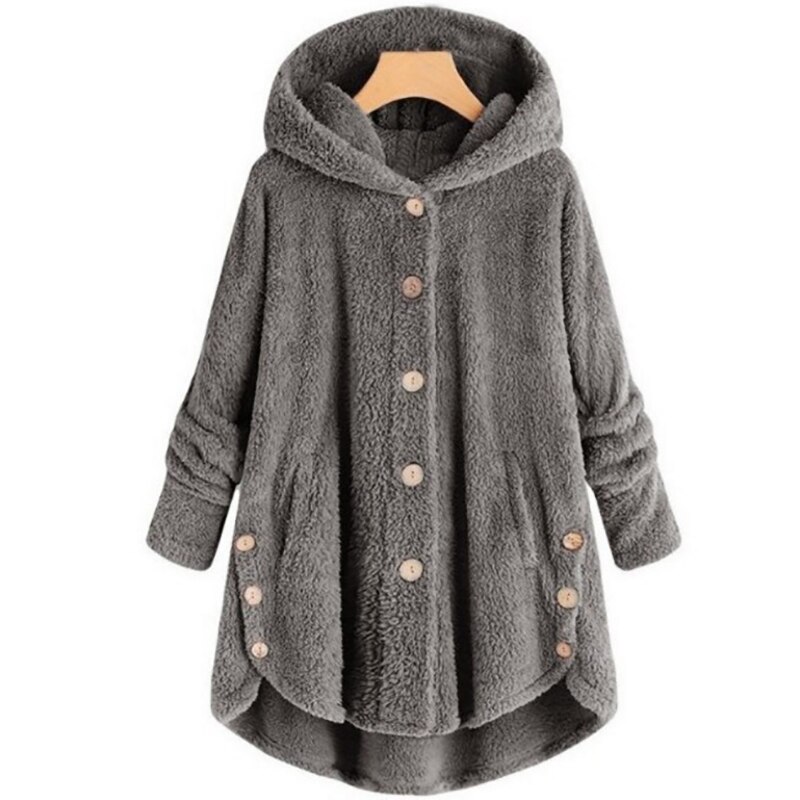 Abrigo de lana y mezclas para mujer, abrigo cálido de oso de peluche, chaqueta de lana de felpa, talla grande, M-4XL, otoño e invierno,