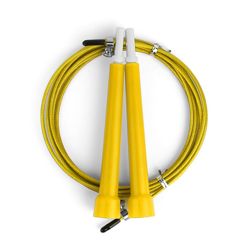 Crossfit Jumping Ropes Cable Steel Workout Training Ropes ABS Handle Adjustable Boxing Sports Exercises for Home: YELLOW