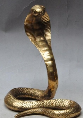 YM 324 Christmas chinese fengshui brass Wild animal KING COBRA King snake statue Sculpture Halloween