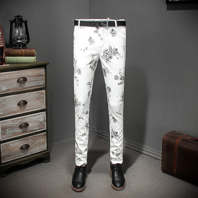 Blomklänning affärskostym byxor män & #39 ;s flroal pantalon de travail pour homme män klassiska byxor byxor: 36