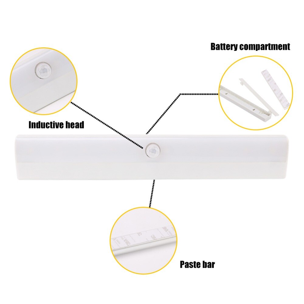 Ir infraröd rörelsesensorlampa led nattlampa med rörelsesensor toalettlampa 10 leds garderobsarmatur