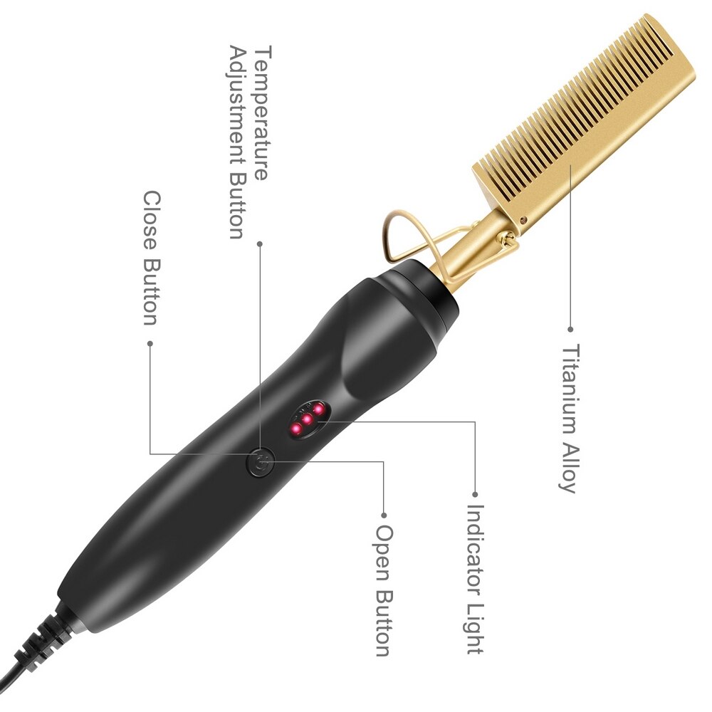 Kamm Heißer Kamm Haarglätter Flach Eisen Elektrische Haar Eisstockschießen Eisen Titan Legierung Haar Curler Pinsel Umwelt Freundliche