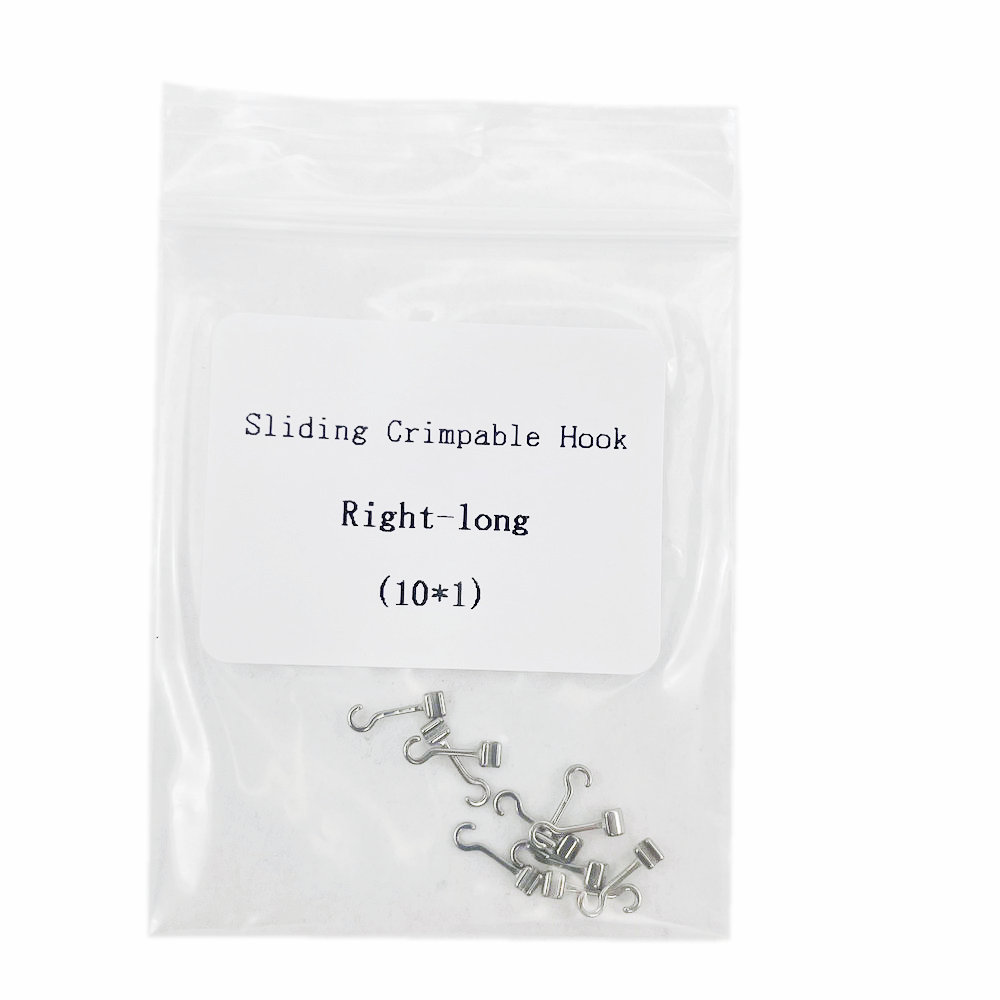 10Pcs Dental Sliding Crimpable Hooks Long Right/Left Dental Orthodontic Hook Dental Curved Crimpable Hook: WHITE