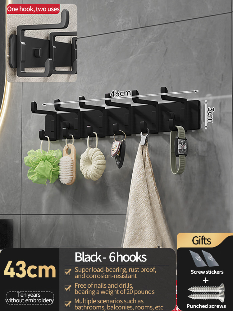 no drill door hooks Folding Robe Hooks Towel Hanger Nail Wall Rack Hooks Coat Clothes Holder for Bathroom Kitchen Accessories: Navy Blue