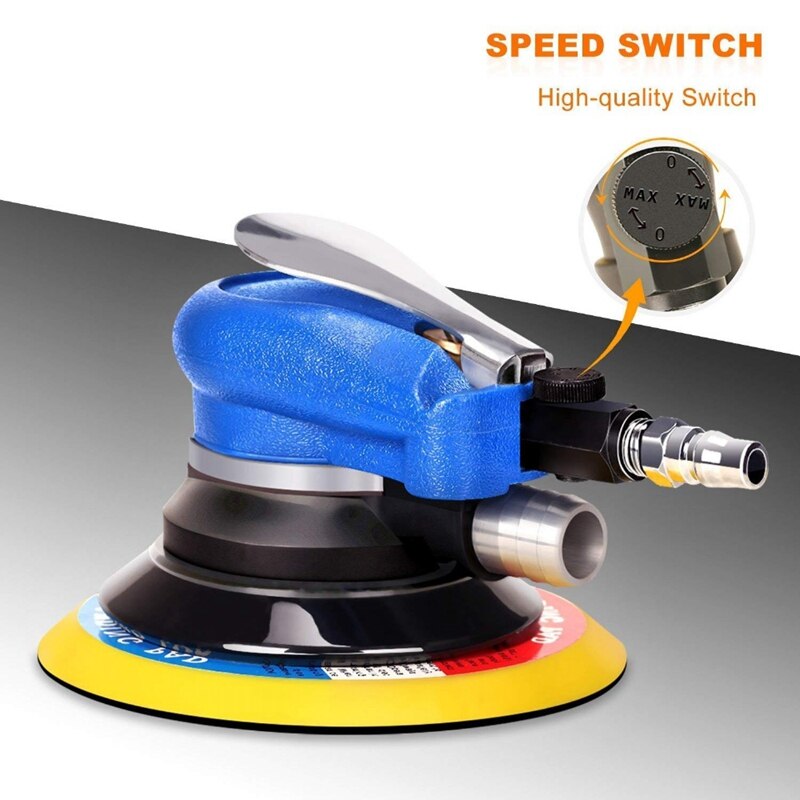 150mm 6 tums luftslipmaskin orbital slumpmässig handflata dubbelverkande tryckluftsslipverktyg +12 st slipskiva papper us plug