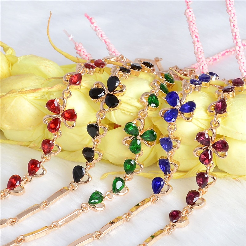 MISANANRYNE Gold Color Beautiful Butterfly Austrian Crystal Jewelry Womens Chain Bracelet